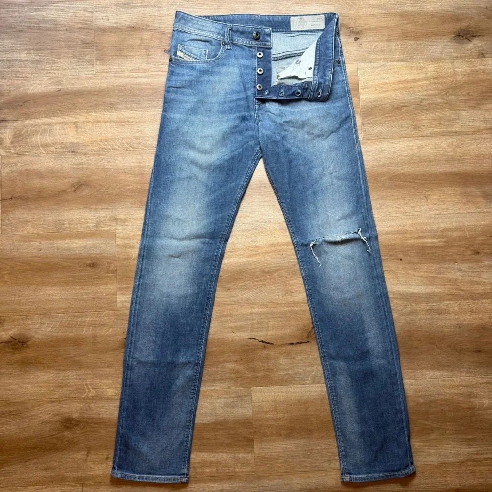 Diesel Buster Jeans Mens 28x32 Blue Slim Tapered Stretch Denim Distressed 084GR